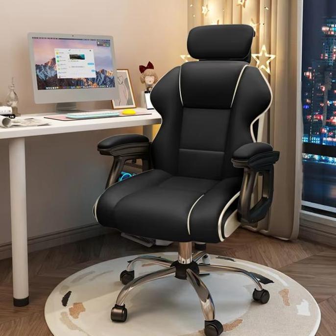 YGM Kursi Kantor Premium Kursi Gaming Ergonomis Kursi Kerja Sandaran Kepala Nyaman Busa Tebal