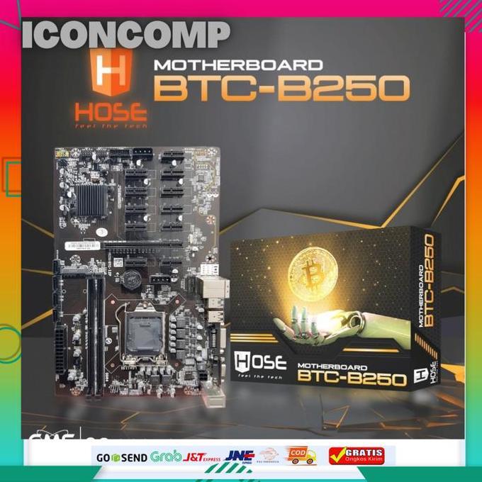 TERBARU - MOTHERBOARD HOSE BTC B250 MINING 12 SLOT