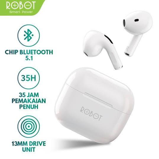 Promo Robot Wireless Earphone Airbuds T50 Original TWS Bluetoot Diskon