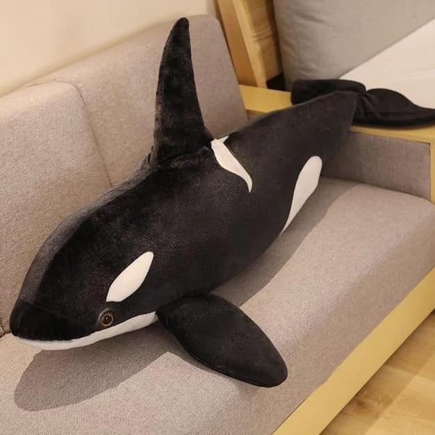 Berkahshopss - Boneka Ikan Paus Orca Hitam 75Cm +1 Meter Mainan Asli Mainan Asli Dolls Toys