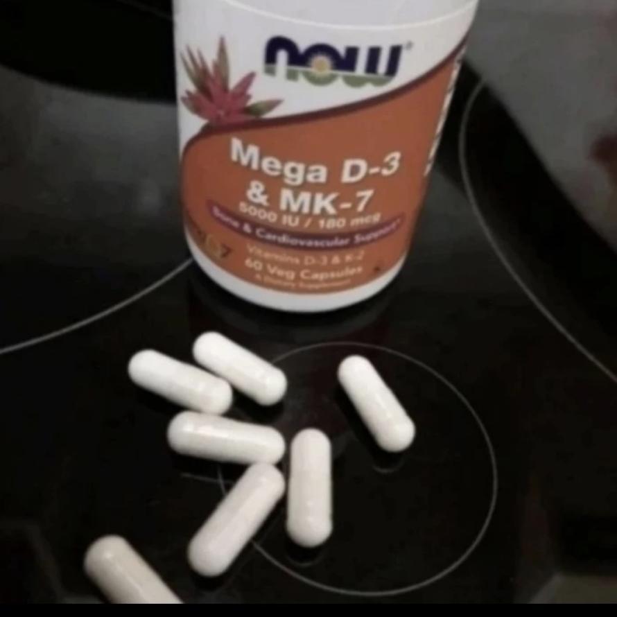 Now Foods Mega D-3 & Mk-7 180 Mcg (5000 Iu) 120 Capsules Halal D3 Mk7 Original