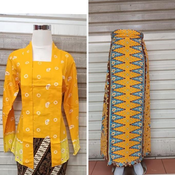 setelan kebaya jumputan kutubaru/kebaya wanita/kebaya seragam kerja