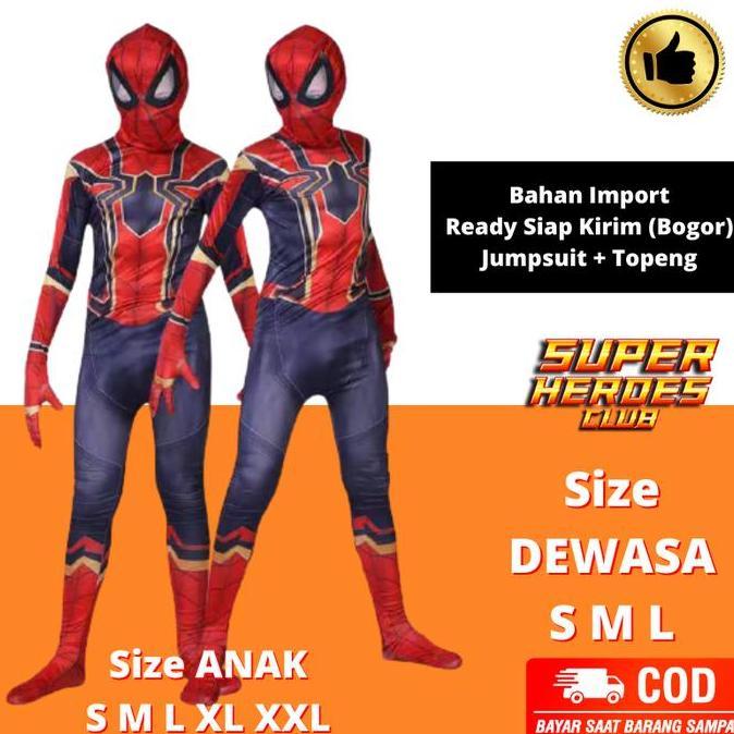ORIGINAL Kostum Spider Man Dewasa Anak Import Baju Cosplay Spiderman Costume READY STOCK