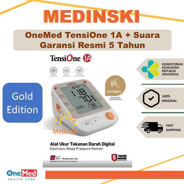 OneMed TensiOne 1A Tensimeter Digital Dengan Suara Bahasa Indonesia Gold Blue Alat Ukur Cek Tes Tens