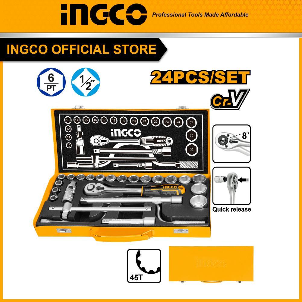 (INGCO) - ToolKit KUNCI SOCK 1/2" 24PCS TOOL SET INGCO ALAT PERTUKANGAN PERKAKAS BENGKEL BERKUALITAS