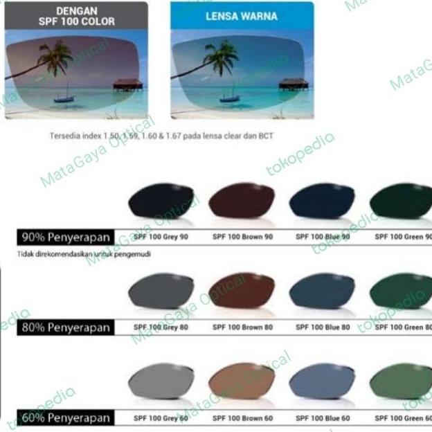 Essilor SV 1.59 Airwear Pewarnaan Spf100 Crizal Sapphire UV