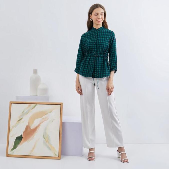 Nayara Official Shop Ifani Kemeja Kemeja Atasan Wanita Shirt Casual Basic Baju Motif Panjang