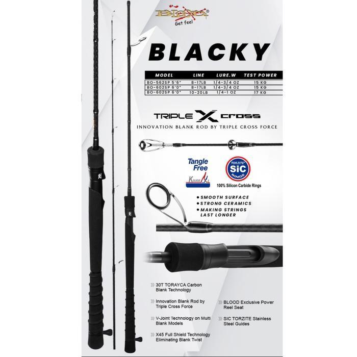 Joran Pancing Blood Blacky 165/180 Cm Solid Carbon . Original Dan Terpercaya