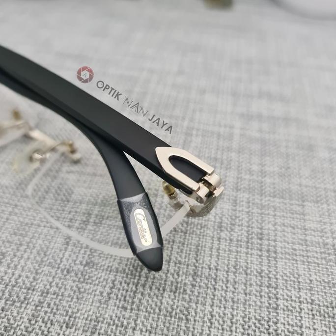 ( GRATIS LENSA ) Frame Kacamata Frameless Bor Minus CRTR Kayu PREMIUM
