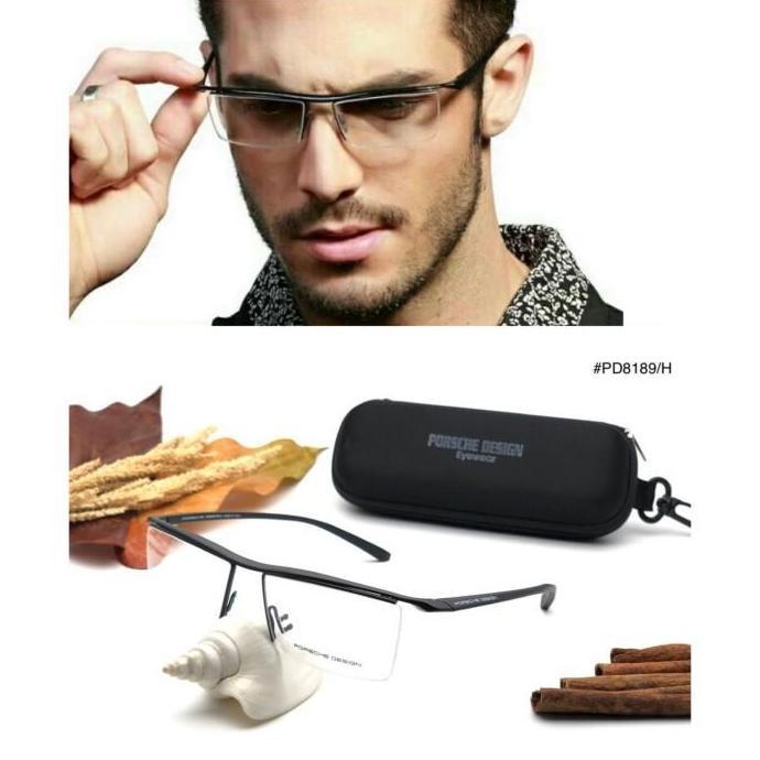 Frame Kacamata Porsche Desn 8189 HALF P8189 Half BLUECROMIC + DRIVE