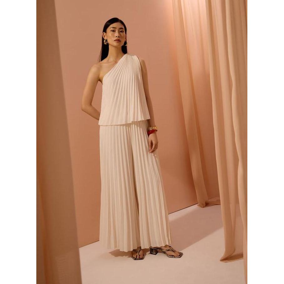 Love Bonito - Atasan Wanita - Wei Sunray Pleated Toga Top - Tofu