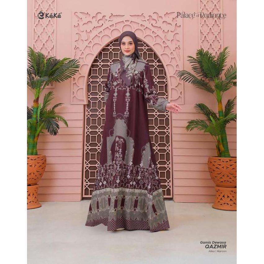 Hot Sale, Keke- Sarimbit Lebaran 2026 Qazmir Series Warna Maroon Busana Muslim Family Set Couple Kel