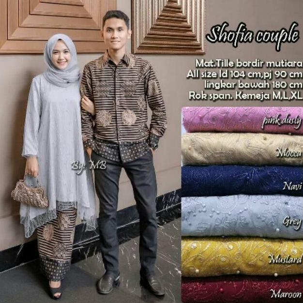 Batik Couple Setelan Kebaya Shofia Tille Mutiara Syari Trendy Bu