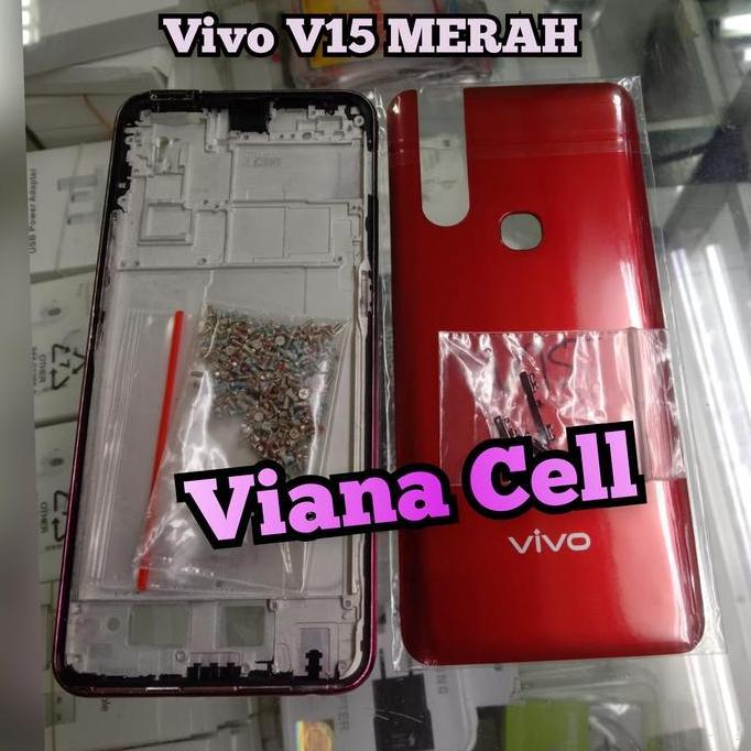 TERBARU - BAUT HP ANDROID + FRAME LCD BACKDOOR VIVO V15 MERAH HOUSING FULLSET