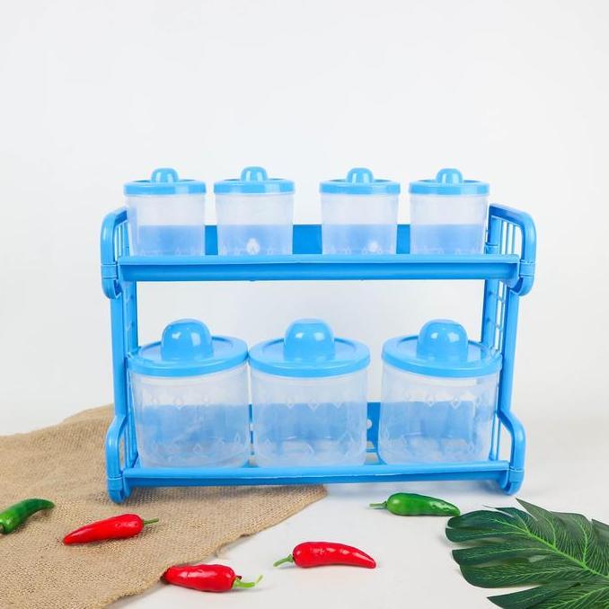 New- [Aff8] Kitchen Set Tempat Bumbu 7 In 1 Rak Bumbu Dapur Serbaguna Dengan 7 Toples, Bisa Digantun
