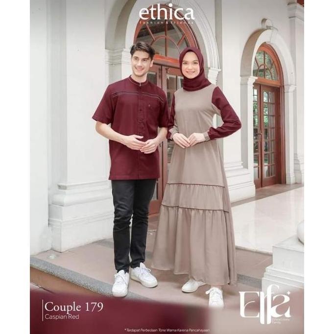 New Trend, Couple Terbaru 2024 Ethica Sarimbit Elfa 179 Caspian Red Ayumi 413 & Kahfi 292 Gamis Dewa