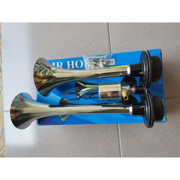 Klakson Angin 2 Corong Trompet Hino Rk Kw Membran Timbul Mobil Dan Truk 12V/24V Pakai Angin Original