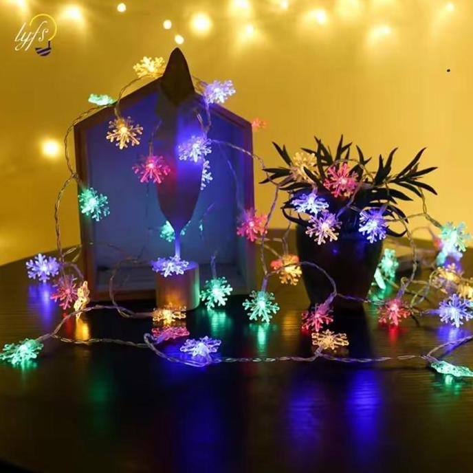 6782 Lampu Tumblr LED Snowflake Battery / Lampu LED  pohon natal 3 Meter
