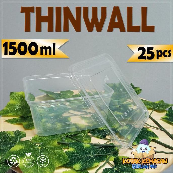 Baru- Promo Thinwall Sq 1500 Ml Kotak Makanan Plastik Food Container Ml Isi 25 Pcs Nasi Sayur