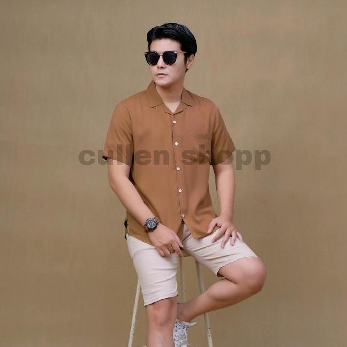Boyboy- Kemeja Polos/Kemeja Hawai V-Neck Unisex/Kemeja Hawai Rayon Import