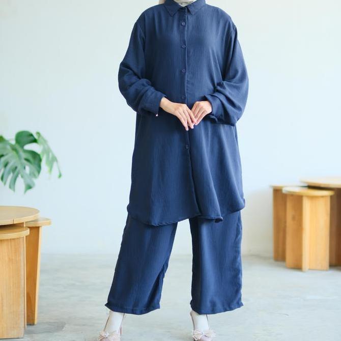 Newrelig- Setelan Crinkle Airflow Ld 140 160 Super Jumbo Polos Kenyal Bertekstur Oneset Wanita Crinc