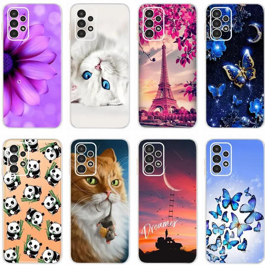 For Samsung Galaxy A13 4G Case Cute Cat Buttefly Soft Silicone Slim Fundas Phone Back Case For Samsu
