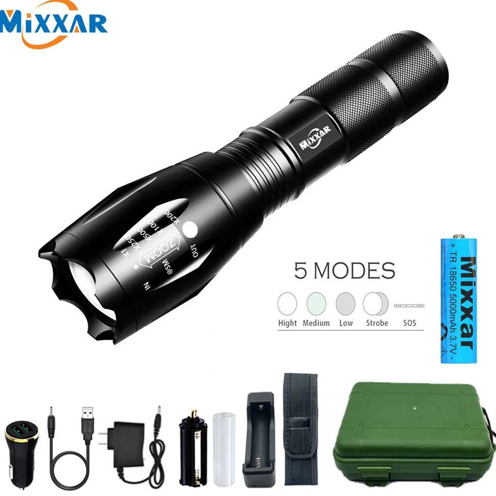 ZK40 EDC Flashlight LED Lantern Tactical LED Torch Waterproof Bicycle Light Camping L2/V6 Zoomable U