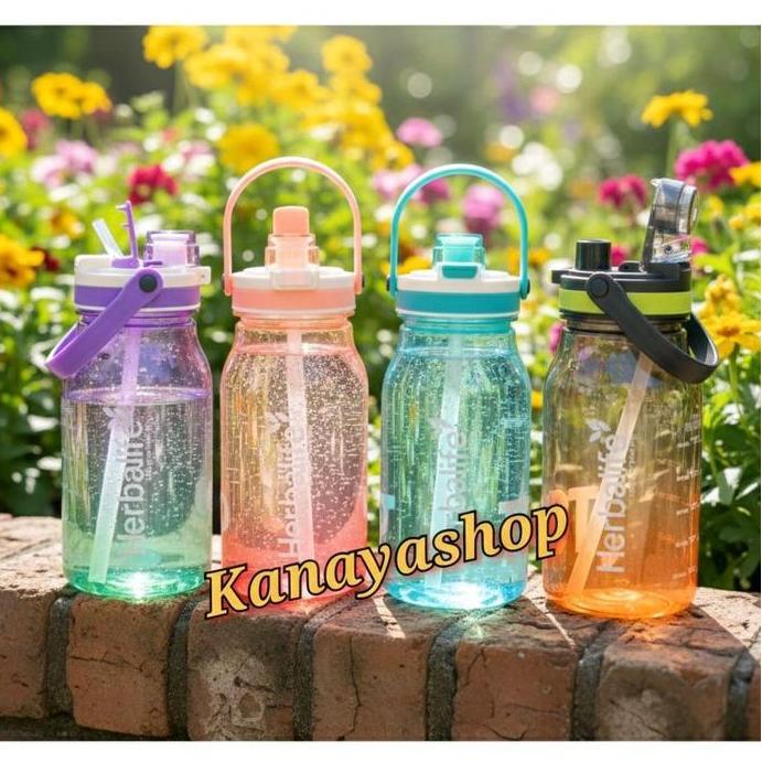 Baru- Botol  1.5 Liter Dan 1 Liter Dengan Dua Cara Minum  Sedotan Dan Lubang Botol Top Logo Baru Her