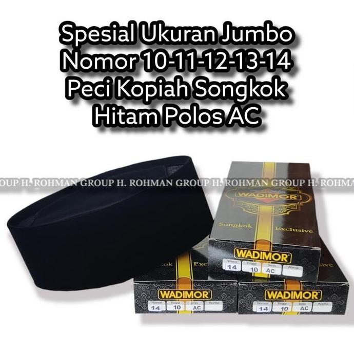 Ready PECI WADIMOR SONGKOK HITAM UKURAN BESAR/JUMBO NO 11 12 13 14 15 LENGKAP PECI PRIA ORIGINAL Lem