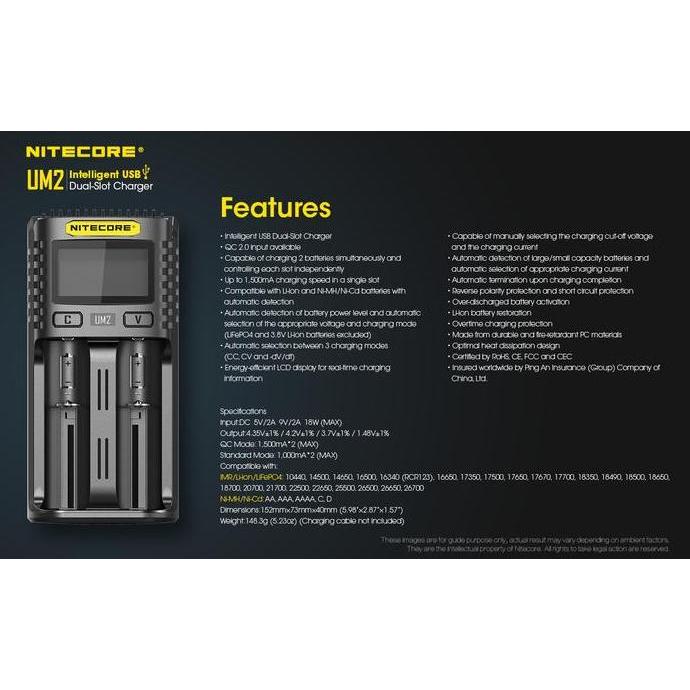 Nitecore UM2 Intelligent USB 2 Slot Charger