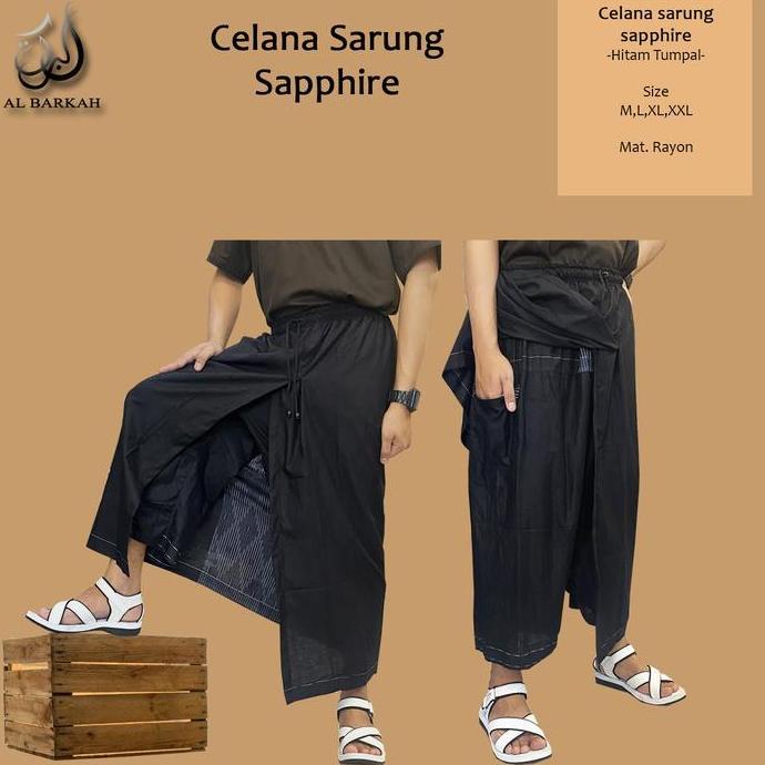 Ready Celana Sarung Sapphire Hitam Tumpal Perlengkapan Sholat Pria Dewasa Remaja Kain Muslim