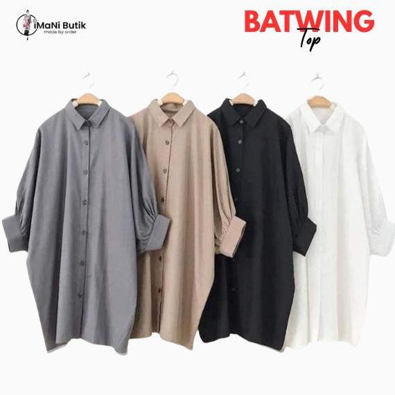 Ready Imani Butik | Fashion Muslim Wanita Top Batwing Dita Model Polos Rayon Baju Panjang Atasan Kan
