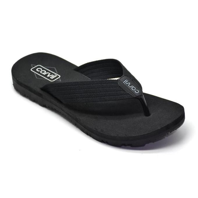 NEW CARVIL SANDAL JEPIT PRIA LUMOS-M FLAT BLACK BEST