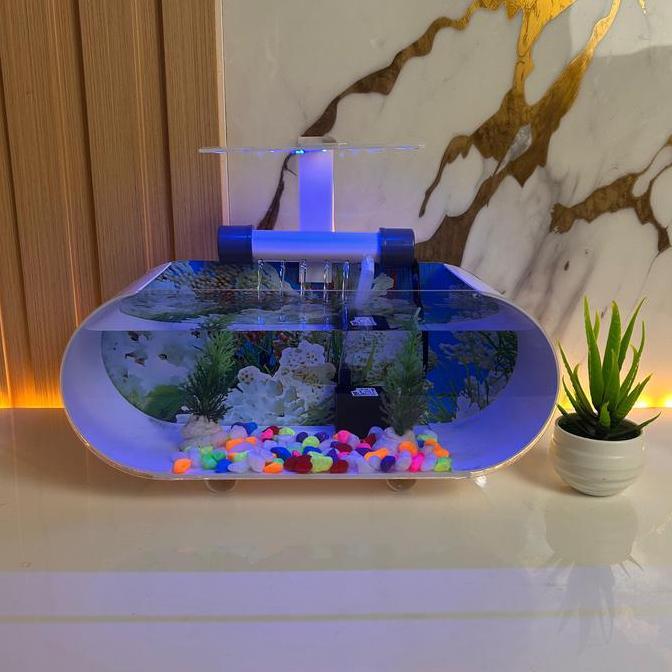 Fishtoday- Akuarium Mini Background Transparan Full Set Ukuran 30X11,5Cm Akrilik Aquarium Aquascape 