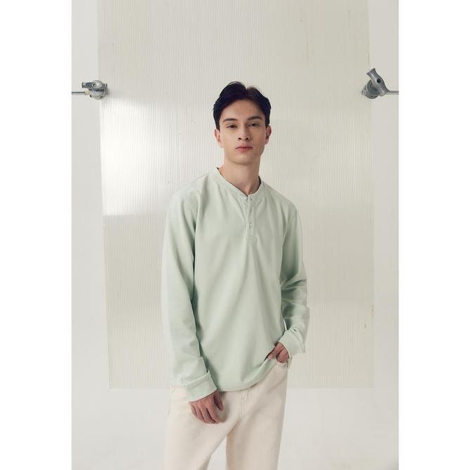 Larusso Lab - Kaos Lengan Panjang Henley - Green Mint