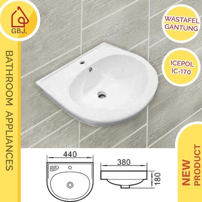 WASTAFEL GANTUNG OVAL ICEPOL IC 170 / WASTAFEL GANTUNG DINDING / BASIN