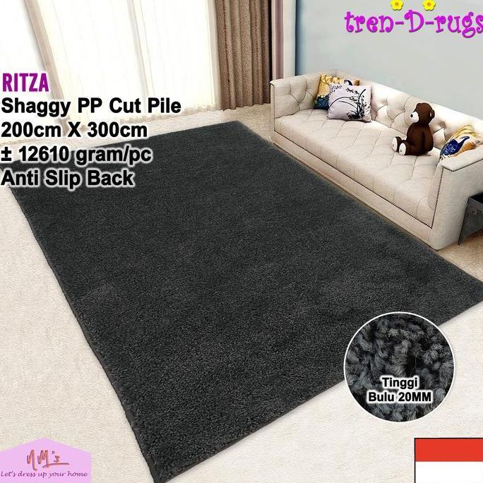 Tren-D-rugs karpet shaggy polos jumbo besar ruang tamu tebal 200x300