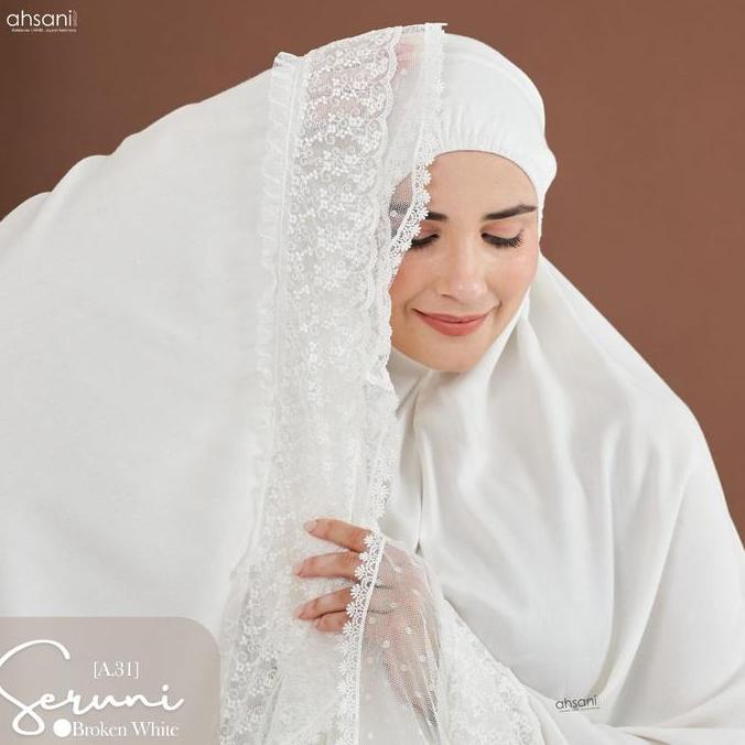 Mukena Dewasa Hitam Seruni Jumbo Rayon Adem Dingin Renda Tile Mewah