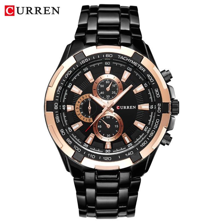 CURREN 8023 Jam Tangan Pria Analog Stainless Steel Chronograph Tidak Aktif ALL-TIME CURRENOS