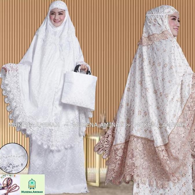 Mukena.Aminah Mukena Dewasa Sutra Paris  Keong Siti Khadijah Pasteleena Dalanova