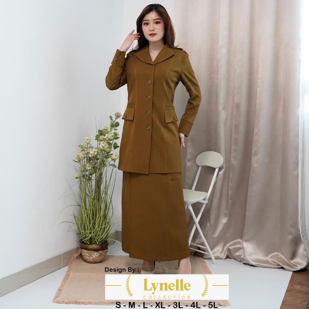 Saless Blazer Seragam Wanita Semi Tunik Pns Pdh Asn Guru Lengan Panjang Kerah Jas Kantong 2 Pinggang