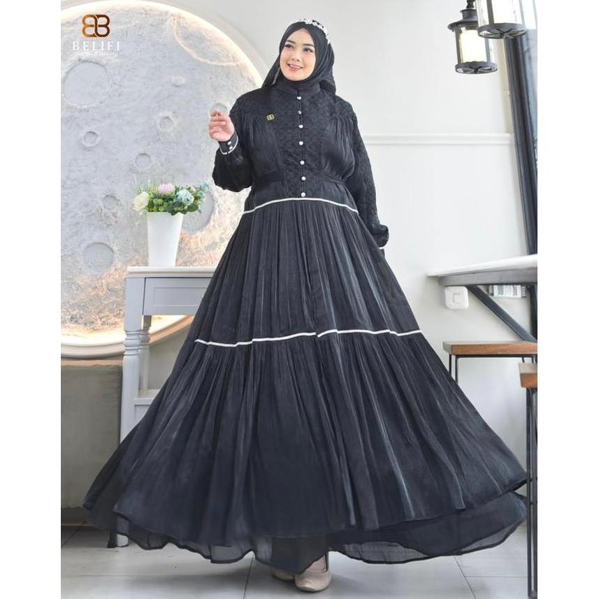 Clearance Sale - Gamis Kondangan Mewah Miray Series Elegan Rose Organza Dan Brukat Mewah