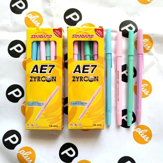 Trapp- Pulpen / Ballpoint Standard Ae7 Zyrcon (Warna Warni)(12Pcs)