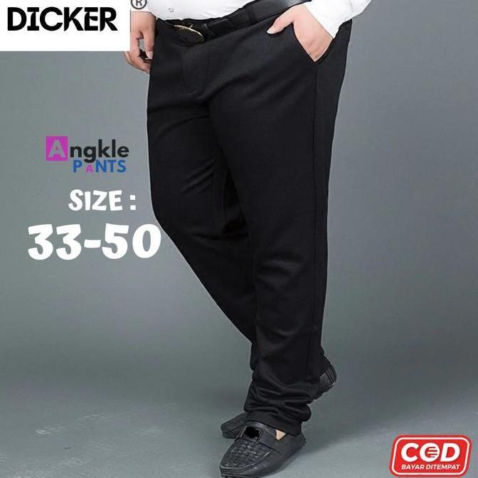 Boyboying- Celana Kantor Jumbo Pria Big Size Formal Bahan Twist Premium Merk Dicker Kantong Panjang 