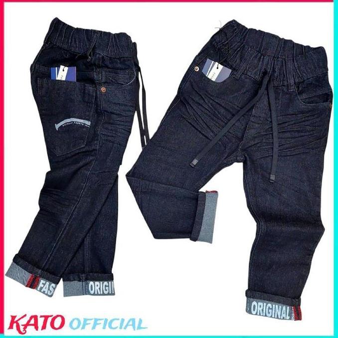 DR254 - Celana Panjang Jeans Anak Laki-Laki KATO Terbaru Model Slimfit Hitam Garmen - Fashion