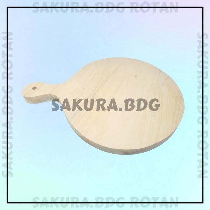 TL6L - Talenan kayu bulat gagang L 32x24x2 cm tatakan alat dapur masak dekorasi kado souvenir lukis 