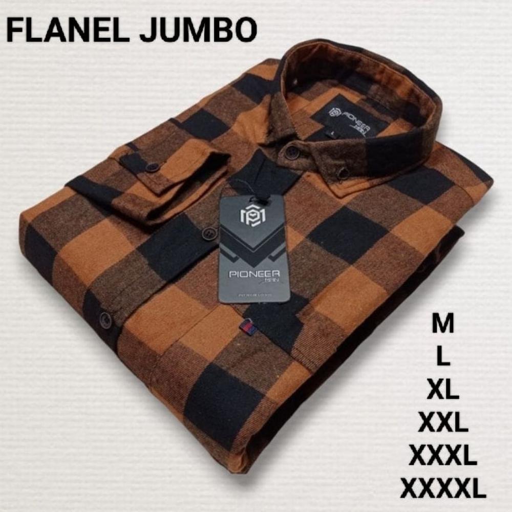 Grosir Kemeja Flanel Oversize Jumbo Pria Dan Wanita Cream Kemeja Flanel Jumbo Lengan Panjang Premium