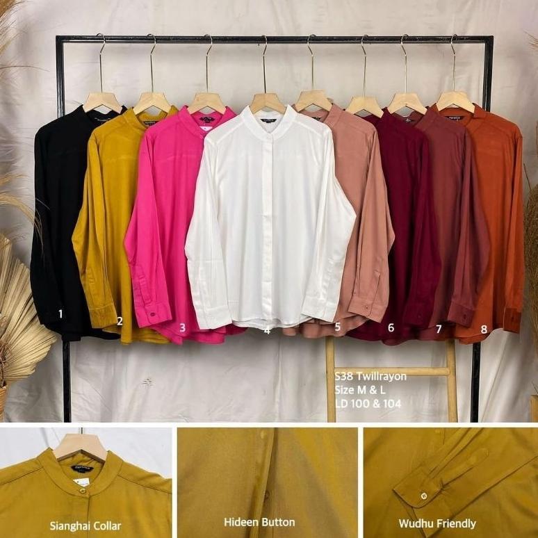 Cuci Gudang  [Bisa Cod] Melva Shirt S38 Kemeja Nurama // Kemeja Blouse Atasan Wanita Casual//Kemeja 