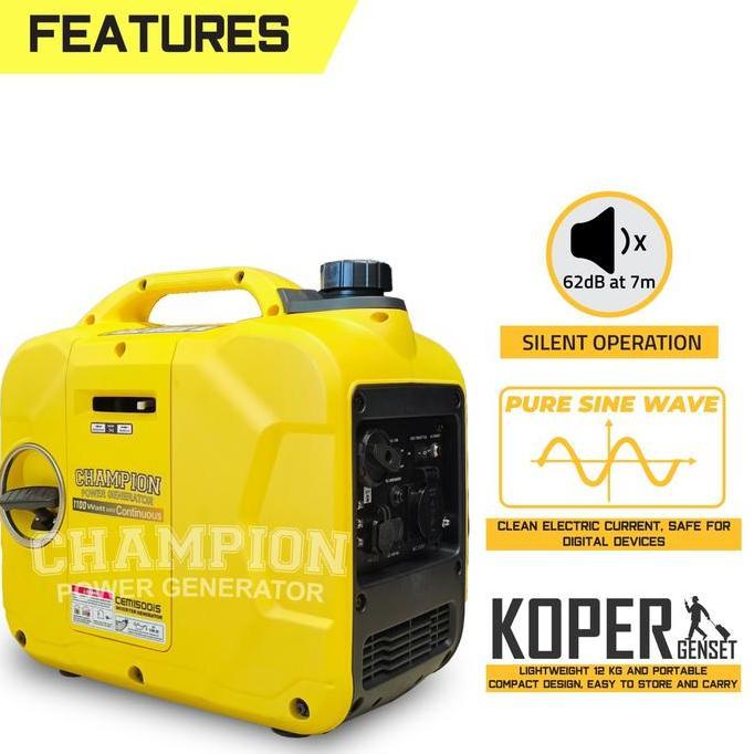 Promo Genset Silent 1000 Watt Champion Silent Inverter CEM 1500IS / Genset Mini Portable 1000 1200 W