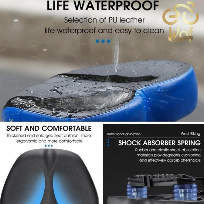 WEST BIKING 133 YP0801133 Sadel Jok Sepeda Listrik MTB Seli Lebar Empuk Fold Bicycle E Bike Seat Wid